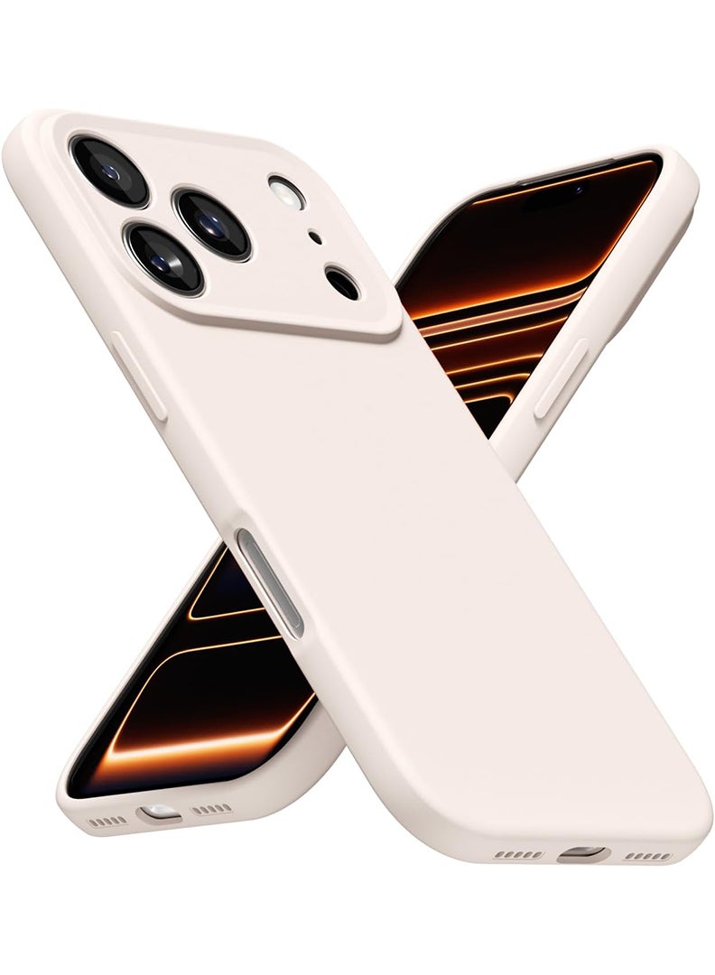 Case Up Compatible with Apple iPhone 17 Pro Max Case, Soft & Premium Liquid Silicone [Anti-Scratch Microfiber Lining] Shockproof Protective Slim Phone Cover Off White - Image 1